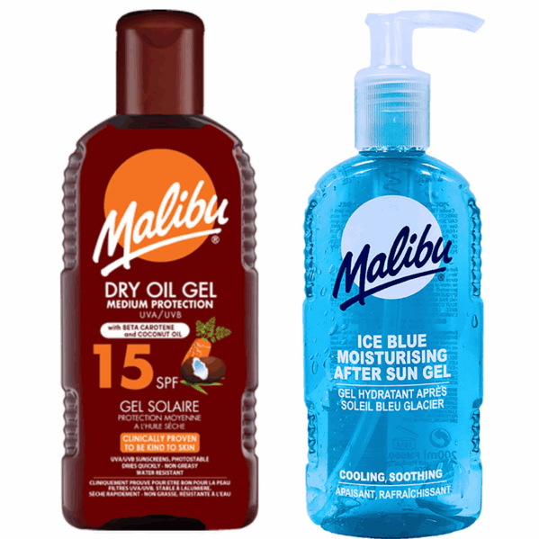 Malibu Suchy Olejek W Żelu SPF15 200ml + Żel Po Opalaniu 200ml