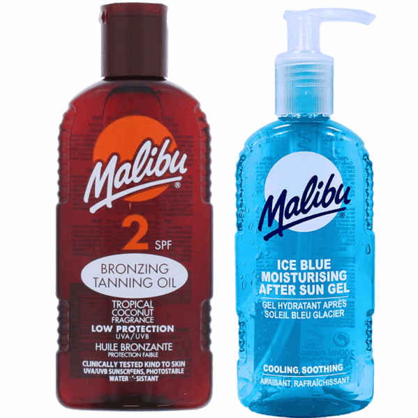 Malibu Olejek Do Opalania SPF2 200ml + Żel Po Opalaniu 200ml