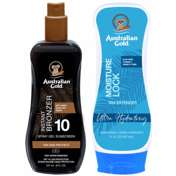 Australian Gold Żel W Sprayu Z Bronzerem SPF10 + Moisture Lock 237ml