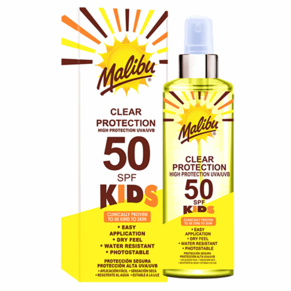 Malibu Bezbarwny Spray Dla Dzieci SPF50 250ml + Balsam Po Opalaniu 200ml - obrazek 2