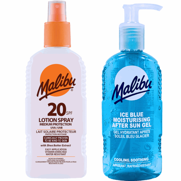 Malibu Wodoodporny Spray SPF20 200ml + Żel Po Opalaniu 200ml