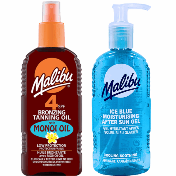 Malibu SPF4 Olejek Brązujący W Sprayu Z Monoi + Ice Blue Żel Po Opalaniu 200ml