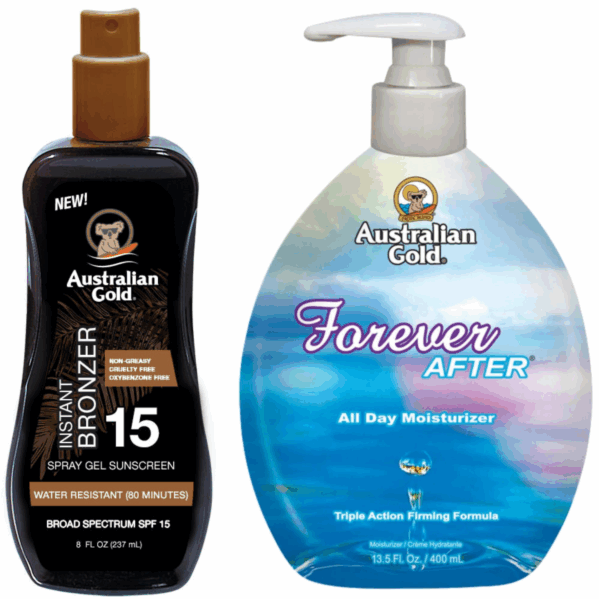 Australian Gold Żel W Sprayu Z Bronzerem SPF15 + Forever After 400ml