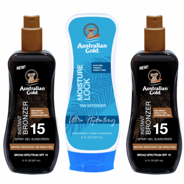 Australian Gold x2szt Żel W Sprayu Z Bronzerem SPF15 + Moisture Lock
