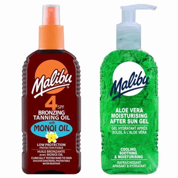 Malibu SPF4 Olejek Brązujący W Sprayu Z Monoi + Aloe Żel Po Opalaniu 200ml