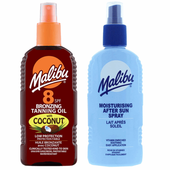 Malibu Olejek Brązujący Z Kokosem SPF8 200ml + Balsam W Sprayu Po Opalaniu 200ml