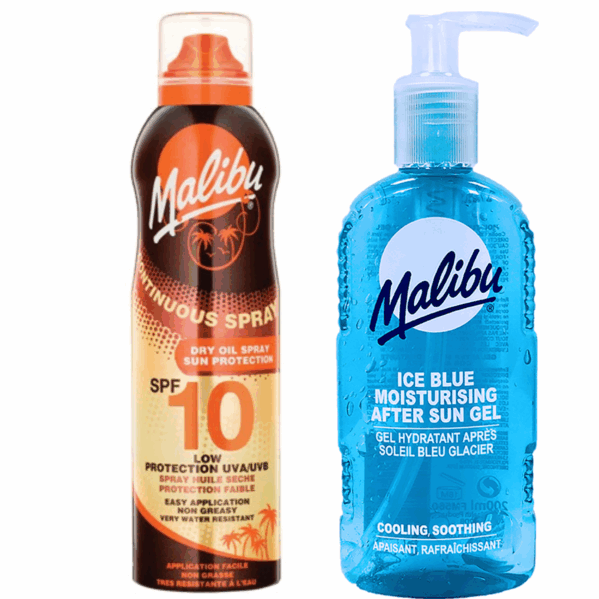 Malibu Suchy Olejek W Aerozolu SPF10 175ml + Żel Po Opalaniu 200ml