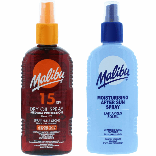 Malibu SPF15 Olejek Brązujący 200ml + Balsam W Sprayu Po Opalaniu 200ml