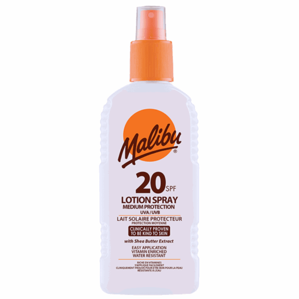 Malibu SPF20 Wodoodporny Spray 200ml + Żel Po Opalaniu 100ml - obrazek 2