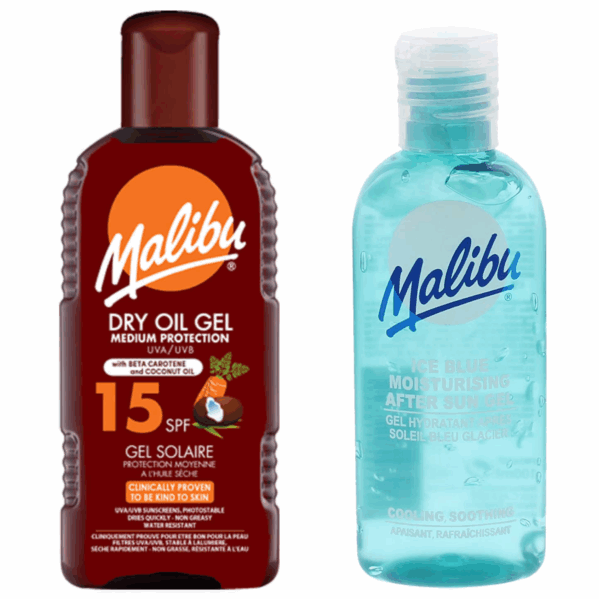 Malibu Suchy Olejek W Żelu SPF15 200ml + Żel Po Opalaniu 100ml