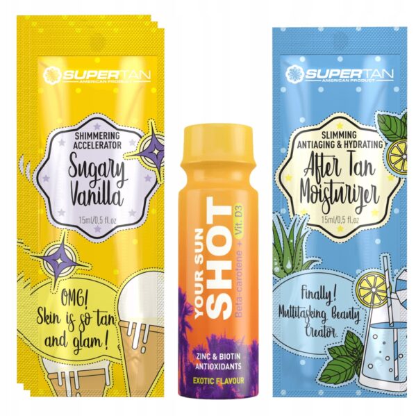 Supertan Sugary Vanilla 3x 15ml Przyspieszacz Opalania Z Drobinkami + Gratis