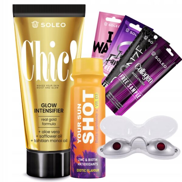 Soleo Chic 150ml Przyspieszacz Opalania Z Drobinkami Złota + Gratisy