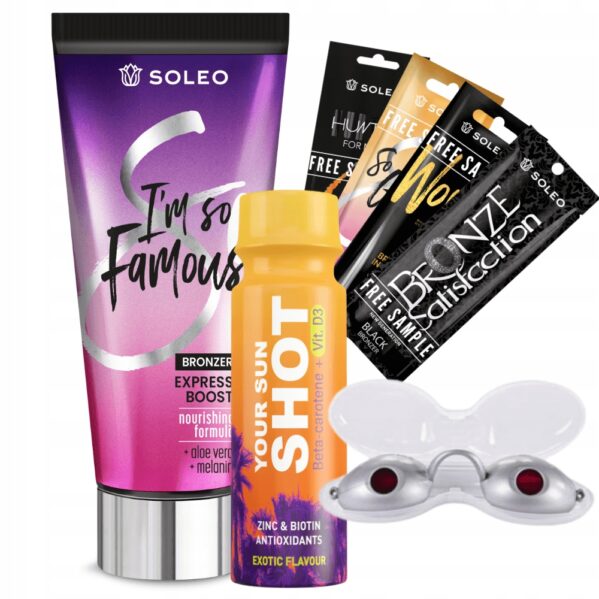 Soleo I'm So Famous 150ml Bronzer Do Opalania + Gratisy - obrazek 2