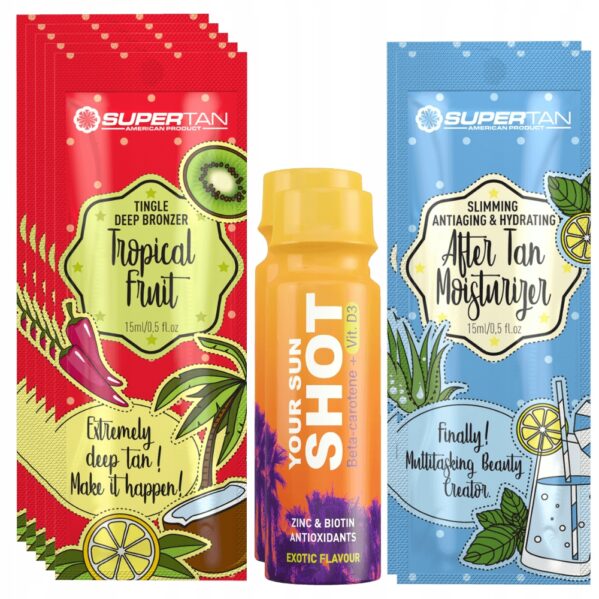 Supertan Tropical Fruit 5x 15ml Mocny Tingle Bronzer + Gratisy
