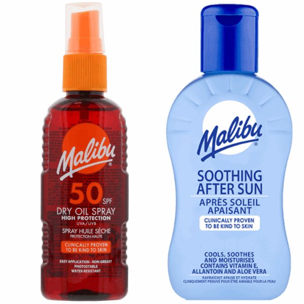 Malibu SPF50 Olejek Brązujący 100ml + Balsam Po Opalaniu 100ml