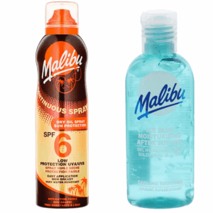 Malibu Suchy Olejek W Aerozolu SPF6 175ml + Żel Po Opalaniu 100ml