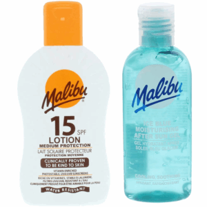 Malibu Protective Lotion SPF15 200ml + Żel Po Opalaniu 100ml