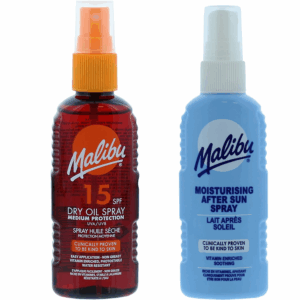Malibu SPF15 Olejek Brązujący 100ml + Spray Po Opalaniu 100ml
