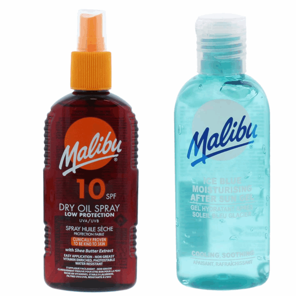 Malibu SPF10 Olejek Brązujący W Sprayu 200ml + Żel Po Opalaniu 100ml