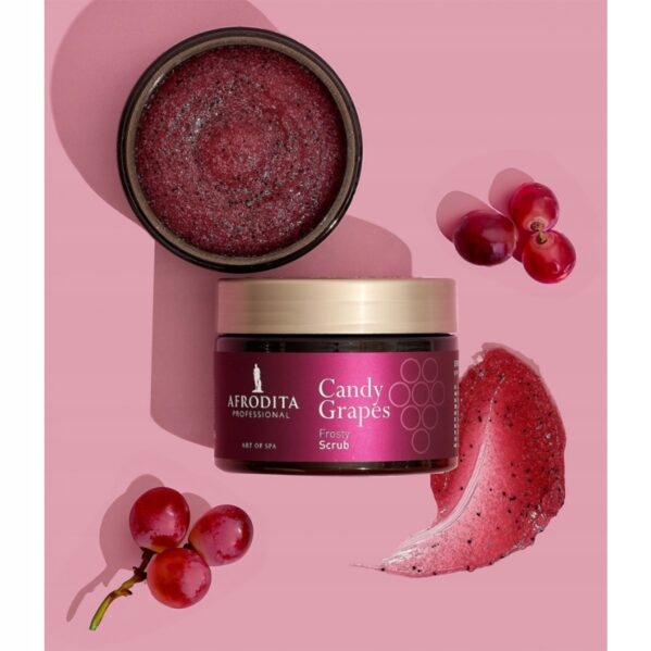 Afrodita Candy Grape Peeling do ciała OLEJ Z PESTEK WINOGRON OMEGA 6 200g - obrazek 3