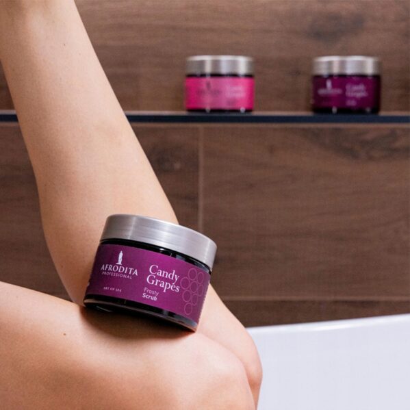 Afrodita Candy Grape Peeling do ciała OLEJ Z PESTEK WINOGRON OMEGA 6 200g - obrazek 2