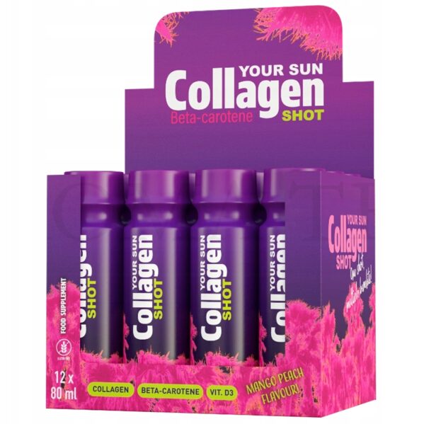 Your Sun Collagen Mango Brzoskwinia Witamina D3 SHOT DRINK do opalania 12x