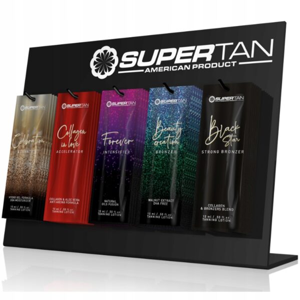 Stojak Ekspozytor do produktów CZARNY PLEXI 5 HACZYKÓW SuperTan Black