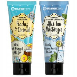 SUPERTAN PEACHES & COCONUT 1x BRONZER Z PRZYSPIESZACZEM 150ml + Balsam After Tan 150ml