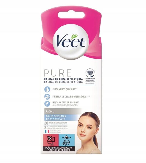 VEET Pure PLASTRY DO DEPILACJI TWARZY 20 szt - obrazek 3