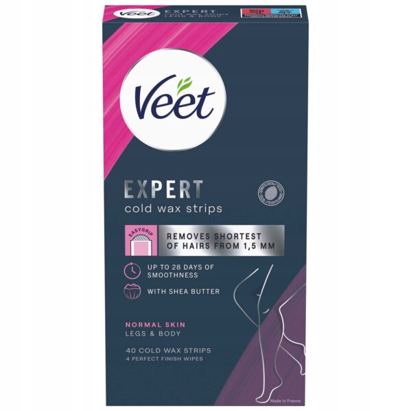 Zimne PLASTRY do Depilacji NÓG Veet Expert Cold Wax Strips 40 szt. - obrazek 3