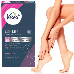 Zimne PLASTRY do Depilacji NÓG Veet Expert Cold Wax Strips 40 szt.