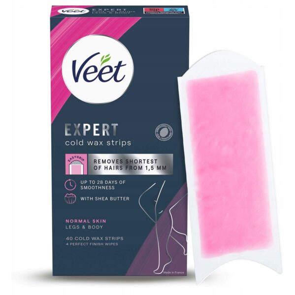 Zimne PLASTRY do Depilacji NÓG Veet Expert Cold Wax Strips 40 szt. - obrazek 2