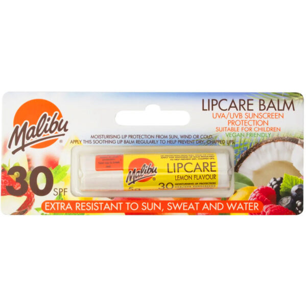 Malibu Total Sun Protection – Przeciwsłoneczny Balsam Do Twarzy SPF50 40 ml & Lip Care Balm SPF30 Lemon 5 g - obrazek 3
