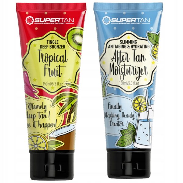 SUPERTAN TROPICAL FRUIT 1x 150ml MOCNY TINGLE BRONZER + Balsam After Tan 150ml