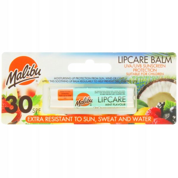 Pomadka Balsam do Ust MIĘTOWA WODOODPORNA Malibu SPF 30 Lip Balm Mint 4g - obrazek 2