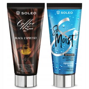 SOLEO BLACK ESPRESSO 150ml MOCNY BRONZER Z + BALSAM PO OPALANIU 150ml