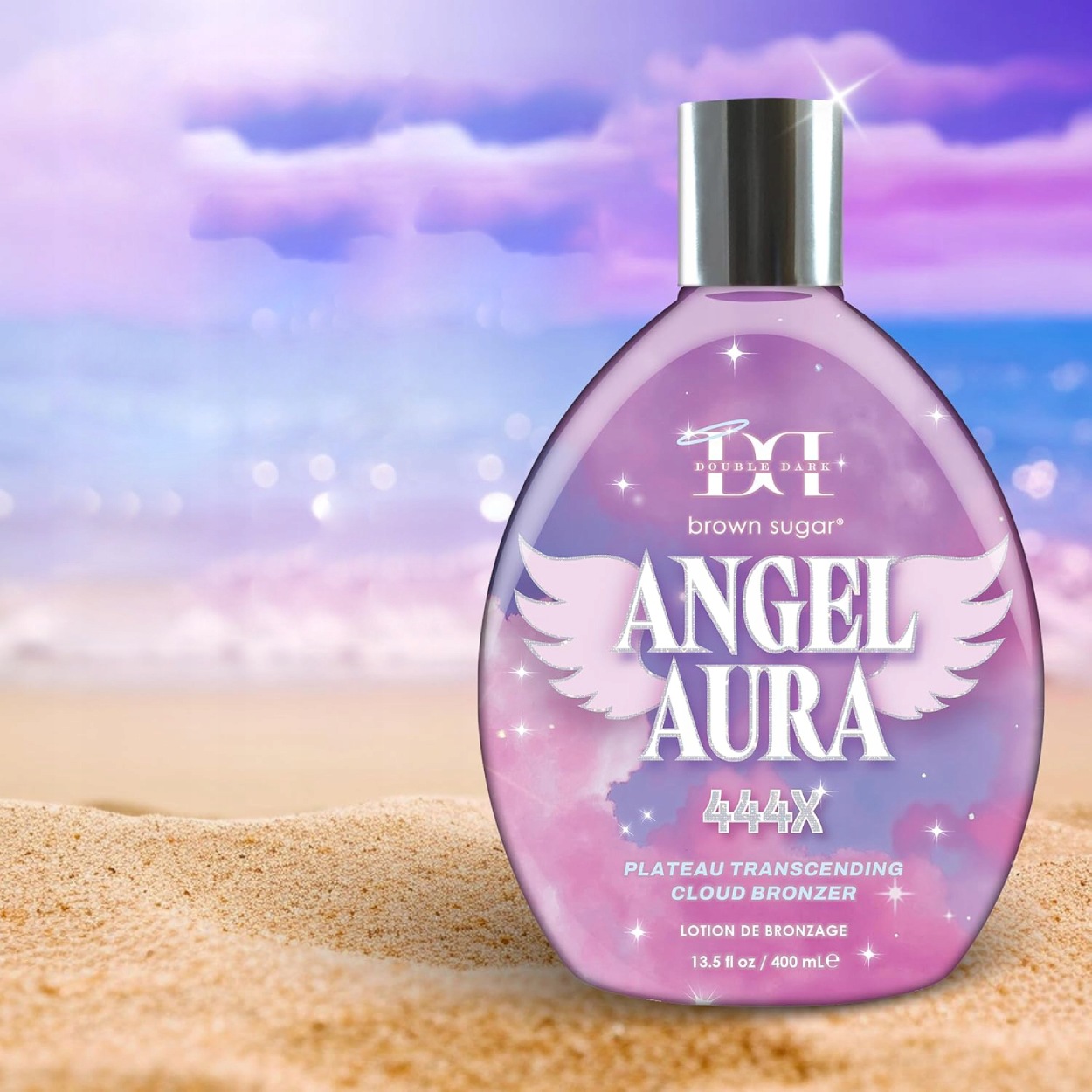 Крем-бронзер для солярия Brown Sugar Double Dark Angel Aura 444X, со светоотражающими частицами, 400 мл — фото 3